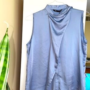 Zara flawless, satin , sleeveless blue blouse